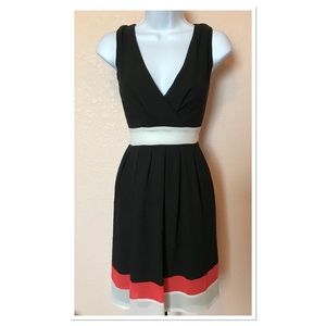 NWT Papillon Nordstrom Black Coral Ivory Dress Med